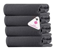 CASA COPENHAGEN Waffle 4-piece Bath Towel Set - Fir Grey, 70x140 cm, Egyptian cotton, designed in Denmark, for bathroom, kitchen & shower