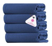 CASA COPENHAGEN Waffle 4-piece bath towel set - Navy blue, 70x140 cm, Egyptian cotton, designed in Denmark, for bathroom, kitchen & shower