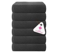 CASA COPENHAGEN Wave Textured 6 Piece Small Bath Towel Set - Pine Grey, 550 g/m², 6 Piece Small Bath Towels, Cotton Towels Rough and Tough Use, Gift Set for Bathroom