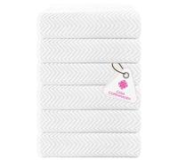CASA COPENHAGEN Wave Textured 6-Piece Small Bath Towel Set - White, 550 g/m², 6-piece small bath towels, cotton towels for rough and tough use, gift set for the bathroom