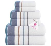 CASA COPENHAGEN White Bay towel set made from 600 g/m² Egyptian cotton for hotel, spa, kitchen and bathroom use, 6-piece set with 2 bath towels, 2 hand towels, and 2 washcloths - Denim Grey