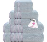 CASA COPENHAGEN Zero Twist, 6 Pieces Set 100% Cotton 0" Twist Towel Set- Grey Violet, 600 GSM, 2 Bath, 2 Hand, 2 Washcloths Made from Egyptian Cotton, Ultra Soft Luxury Towels for Bathroom