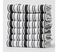 Casa De Lan Kitchen Towels Set - Pack of 6 (20’’ x 30’’) Extra Large Premium Cotton Dish Towels for Kitchen - Basket Weave Towels - Absorbent - 100% Cotton - with Hanging Loop - Black