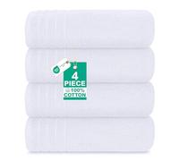 Casa De Rococo Extra Large Bath Towels Set of 4 (76x152 cm) - 100% Cotton, Super Soft & Lightweight Towel, Quick Dry & Highly Absorbent Hotel Quality Bathroom Bale Towels - 450 GSM | White