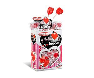 CASA DEL DOLCE Small Heart Lollies, Heart Shaped Lollipops, Cherry Taste, 200 Pieces Box, Individually Wrapped, Made in Italy, Lactose Free, Gluten Free, Party Gifts Ideas