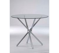 Casa Set of Two Dining Tables - Clear Glass Top with Polished Silver Legs, none