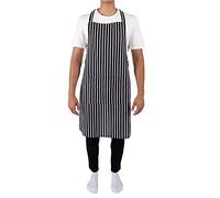 Casa D'Or Black Apron Bib With Pockets Unisex Stripe Adjustable Apron for Cooking Baking Kitchen Restaurant Chef Cotton Apron Bib (Black)