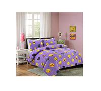 Casa D'Or Ikons Double Purple Duvet Cover and Pillowcase Quilt Bedding Bed Set with Facial Expressions and Emotions - Double, Lilac