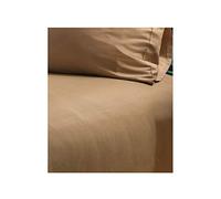 Casa D'Or NEW PLAIN DYED POLYCOTTON FITTED FLAT BED SHEET SINGLE DOUBLE KING SIZE BEDDING (Mocha, Single Fitted Bed Sheet)