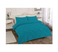 Casa D'Or Premium Pintuck Pleat Bedding Cover Set Hotel Quality Bed Set with Pillowcase Brushed Fabric Comforter Pleat Pintuck Creased Duvet Set (Super King, Teal)