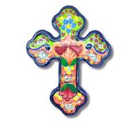 Casa Fiesta Designs Mexican Ceramic Cross, Colorful Hand Painted Floral Wall Mounted Talavera Cross Handmade in Mexico, Cruz Multicolor (6)