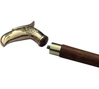 Casa INDUSTRIES Brass Polish Eagle Head Victorian Style Gentlemen's Cane Designer Wood Walking Stick