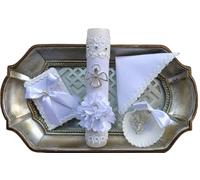 Casa Ixta Set de Vela Blanco de Bautizo para niño o niña/Casa Ixta White Baptism Candle Set for boy or Girl