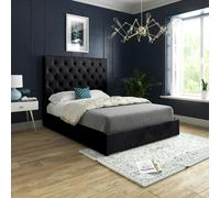 Casa Magna Alma Upholstered Soft Velvet Bed Frame - Black - Black - Small single
