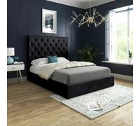 Casa Magna Alma Upholstered Soft Velvet Bed Frame - Black - Black - Super king
