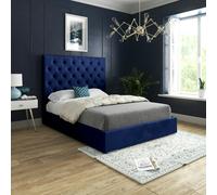 Casa Magna Alma Upholstered Soft Velvet Bed Frame - Blue - Blue - King