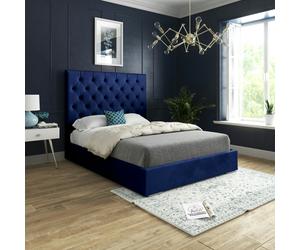 Casa Magna Alma Upholstered Soft Velvet Bed Frame - Blue - Blue - Single