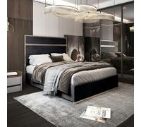 Casa Magna Bentley Upholstered Soft Velvet Metal Bed Frame - Black - Black - Super king