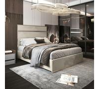 Bentley Upholstered Soft Velvet Metal Bed Frame - Cream