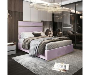 Casa Magna Bentley Upholstered Soft Velvet Metal Bed Frame - Pink - Pink - King