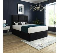 Casa Magna Brixton Upholstered Soft Velvet Metal Bed Frame - Pink - Black - Super king