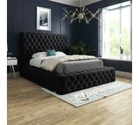 Casa Magna Grand Milan Pleated Upholstery Bed Frame - Black - Black - Single