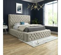 Casa Magna Grand Milan Pleated Upholstery Bed Frame - Blue - Silver - Super king