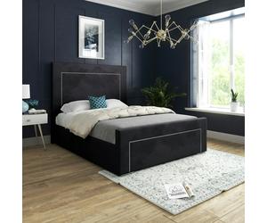 Casa Magna Grand Milan Pleated Upholstery Bed Frame - Pink - Black - Super king