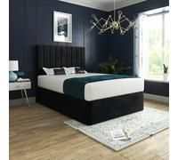 Casa Magna Maddison Upholstered Soft Velvet Metal Bed Frame - Grey - Black - Super king