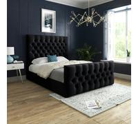Casa Magna Novara Upholstered Soft Velvet Bed Frame - Black - Black - Super king
