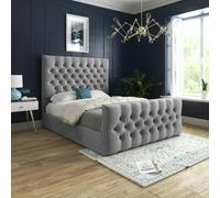 Casa Magna Novara Upholstered Soft Velvet Bed Frame - Grey - Grey - Single