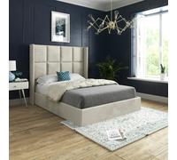 Casa Magna Quanta Straight Winged Upholstered Soft Velvet Bed Frame - Cream - Silver - Super king