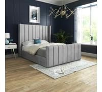 Casa Magna Romano Straight Winged Upholstered Soft Velvet Bed Frame - Black - Grey - Single