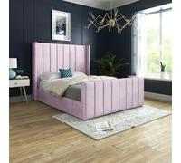 Casa Magna Romano Straight Winged Upholstered Soft Velvet Bed Frame - Blue - Pink - King