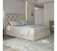 Casa Magna Tammy Upholstered Soft Velvet Metal Bed Frame - Cream - Silver - Small double