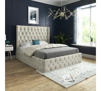 Casa Magna Tammy Upholstered Soft Velvet Metal Bed Frame - Blue - Silver - Super king