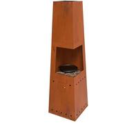 Casa Mia Tempo Gas Chiminea with Cooking Griddle: Industrial Corten Steel Patio Heater and BBQ for Contemporary Gardens