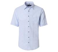 Casa Moda Men Linen Short Sleeve Shirt Casual Fit Kent Collar Solid Blue 4XL