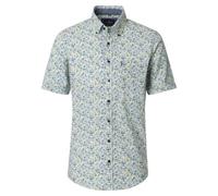 Casa Moda Mens Linen Short Sleeve Button Down Shirt Casual Fit Print Green
