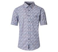 Casa Moda Mens Short Sleeve Shirt Casual Fit Blue/Orange