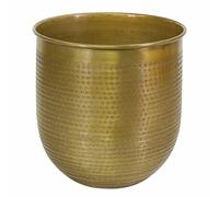 Casa Moro Barcelona ABK202 Flower Pot L 34 x 34 cm Antique Gold Look Round Handmade Planter Boho Planter Designer Flower Pot Aluminium with Hammered Finish