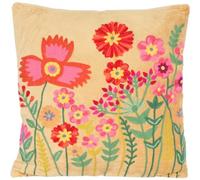 Casa Moro Boho Chic Livia Decorative Cushion Beige 40 x 40 cm with Filling and Flower Look Embroidered Decorative Cushion Colourful Square Couch Cushion Sofa Cushion KI10002