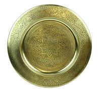 Casa Moro Moroccan Nermin serving tray, diameter 30 cm, round, in antique gold look, oriental tea tray, colour gold, TTB305G