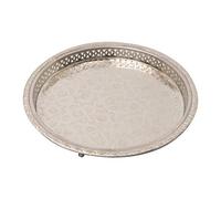 Casa Moro Moroccan Oriental decorative round vintage silver tea serving tray „Mernissi D32“ Handmade traditional from Marrakesh TA6041