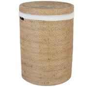Casa Moro Natural Rattan Laundry Basket CLEO L Diameter 35 cm x Height 50 cm Round with Lid and Inner Bag Boho Chic Laundry Hamper with Handle Storage Basket Rustic Braided LOM20032