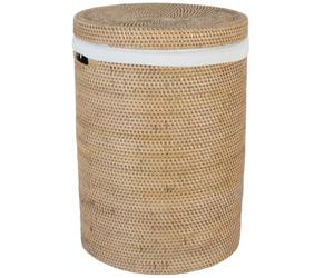 Casa Moro Natural Rattan Laundry Basket CLEO L Diameter 35 cm x Height 50 cm Round with Lid and Inner Bag Boho Chic Laundry Hamper with Handle Storage Basket Rustic Braided LOM20032