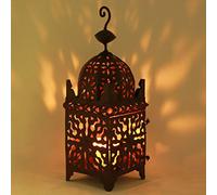 Casa Moro | Oriental Lantern Moroccan Lantern Firyal H 38 x D 14 cm Made of Iron in Patina Brown | Craft from Morocco | Magnificent Iron Lantern Like From 1001 Night | L1645