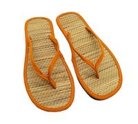 Casa Non-Slip Men's Flip Flops - Breathable Braided Summer Slippers, Orange, 4 UK