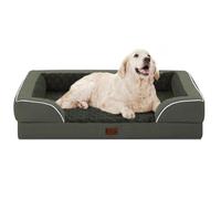 Casa Paw Memory Foam Dog Bed with Bolster, Cooling Dog Bed for Extra Large Dogs, Waterproof Orthopedic Dog Bed with Removable Washable Cover and Non-Slip Bottom