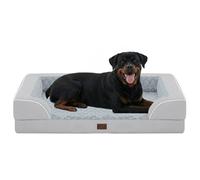 Casa Paw Orthopedic Dog Bed for Extra Large Dogs, 48x30in, Light Grey | Orthopedic Foam Relieves Joint Pressure, Bolsters Supports Head And Neck, Washable Cover, Non-Slip Bottom